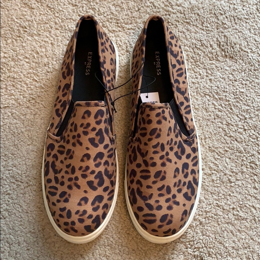 Leopard print slip on sneakers